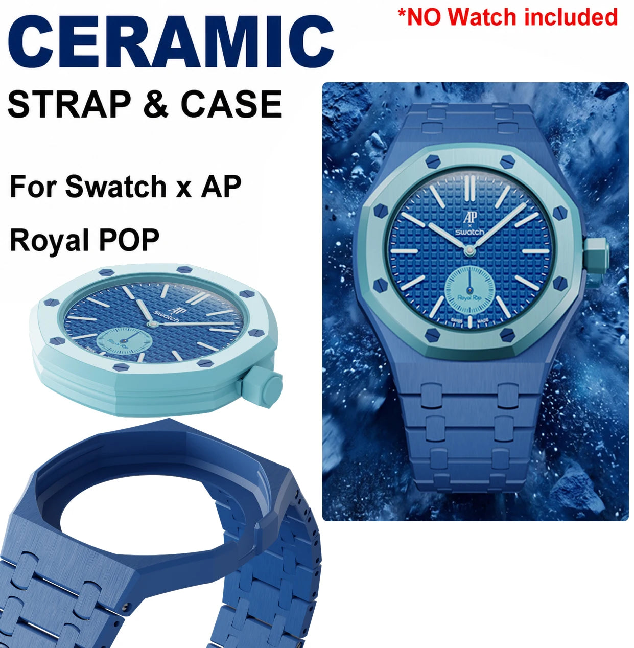 Ceramic Modification Kit For Swatch x AP Royal POP Pocket Watch To Wristwatch